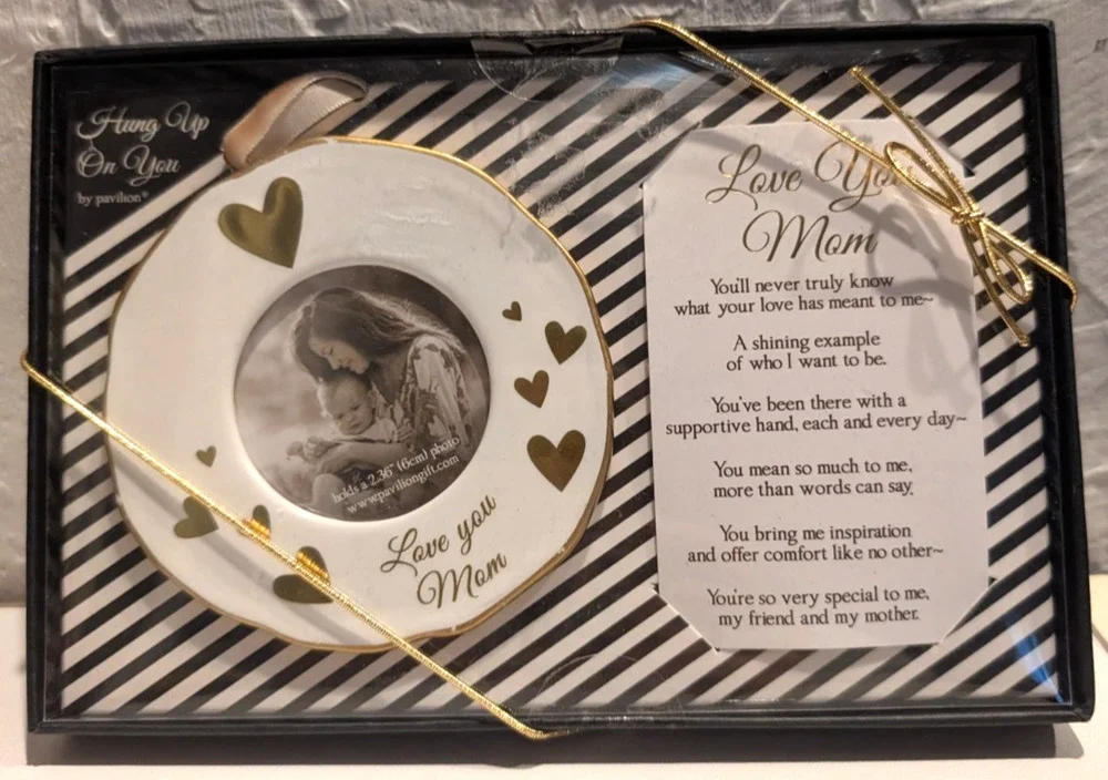 Mom 4 in Photo Frame Ornament Boxed Gift Set Hung Up On You by Pavilion NIB